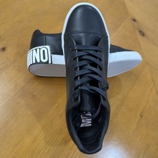 Moschino Milano Men’s Black Leather Low Top Sneakers EU 45 US 11–11.5 Authentic picture