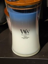 RARE HTF WoodWick Uncharted Waters Trilogy 21.5oz Large Hourglass Candle picture