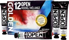 Golden Artist Colors 12 OPEN Slow-Drying Acrylics Mixing/Melange Set picture