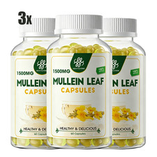 3Pack Mullein Leaf Capsules for Lungs for Res and Lung Mullein Leaf Extract picture