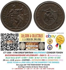 1796 GB ½ PENNY CONDER TOKEN - BUCKINGHAMSHIRE AYLESBURY - D&H 3 - WOW - CT 1258 picture
