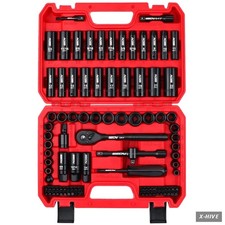 96 Piece Impact Socket Wrench Bit Set CrV SAE Metric Mechanic Tool Kit Ratche picture