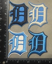 LOT OF 4 DETROIT LIONS / TIGERS D IRON ON EMBROIDERED PATCHES picture