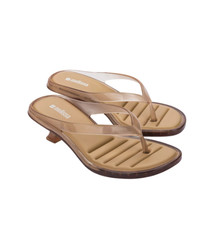 Melissa Shoes Jelly Kitten Heel Flip Flop Sandals Clear Beige Waterproof Vegan picture