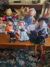 4 VTG ANNALEE HOLLOWEEN DOLLS SCARCROW DECORATIONS picture