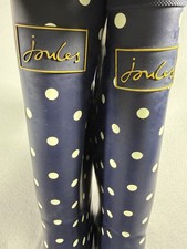 Joules Women’s Polka Dot Welly Rain Boots Navy White Yellow US 10 picture