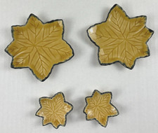 PIER 1 LEAVES Trinket Plate Set Ceramic Leaf Plates Japan 2.5