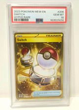 2023 Pokemon 151 Gold Hyper Rare PSA 10 GEM MINT Card: #206 Trainer-Switch picture