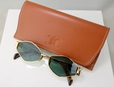 Celine CL40254U 30N 54mm Rectangle Gold Sunglasses with Green Lens picture