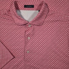 Turtleson Brew Performance Polo Rogue Red Pale Pink Mens Large Golf Preppy picture