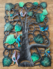 Almann Ulysse Vintage Folk Art Birds in Tree Haitian Sculpture Vintage Wall art picture