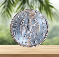 MIRROR FINISH 50 Reichspfennig Coin - 1935 Aluminum 22mm - Early Third Reich picture