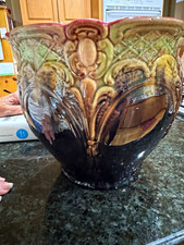 Antique Art Nouveau Weller pottery blended glaze majolica jardinière  picture