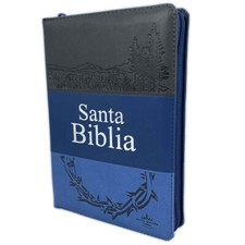Biblia Letra Grande con Cierre Reina Valera 1960 azul y gris con indice jovenes picture