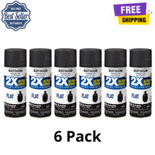 6 Pack Rust-Oleum American Accents Black Flat Spray Paint, 12 oz, Ultra Cover 2X picture