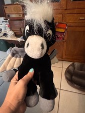 Vintage Disney Fantasia Black Pegasus Plush Horse 12” Wings Original Tag Rare picture