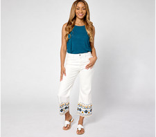 Driftwood Jeans Charlee Wide Leg Embroidered Crop - Golden Gate, Size Reg 2 picture