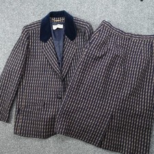 Vintage Windsmoor Suit Blazer & Skirt Women's 14 Purple Gold 100% Wool Office picture