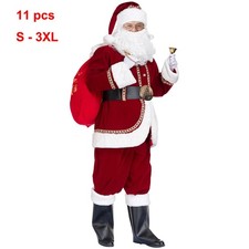 Men's Deluxe Santa Suit 11pc. Christmas Adult Professional Santa Claus Outfit picture