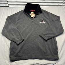 JNCO Jeans Pullover Mens XL Gray Embroidered Snake Fleece 1/4 Zip Vintage 2000s picture