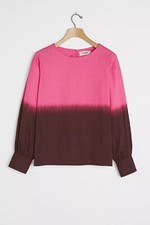 $128 NWT Anthropologie PORRIDGE Dorothea Pink Dip Dye Blouse Top FALL COLORS XS picture