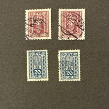 Austria Coat of Arms Postage Stamps Lot of 28 Used Handstamped (1922-24) picture