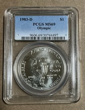 1983-D Olympic Discus Commemorative Silver Dollar PCGS MS69 Los Angeles picture
