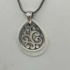 Brighton Contempo Teardrop Scroll Pendant Necklace Pearlescent Acrylic picture