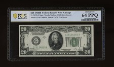 DBR 1928-B $20 DGS FRN Chicago Fr. 2052-Gdgs PCGS-B 64 PPQ Serial G16134660A picture
