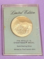 1971 Franklin Mint Limited Edition Sterling Silver Apollo 15 Eyewitness Medal picture
