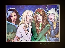 Mean X-Girls: Hellfire - Matted 5x7 Original Art by Zachary Pryor - Signed w/COA picture