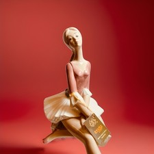 Vintage Tengra Spain Seated Ballerina Porcelain Figurine picture