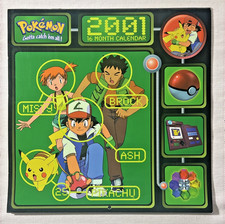 Vintage 2001 Pokemon Wall Calendar DateWorks Original Kanto Generation 1 Unused picture