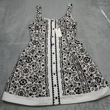 Adelyn Rae Dress Womens Small Black White Floral Preppy NWT picture