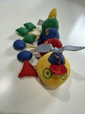 Vintage RARE Eden Primary Color Nylon Caterpillar Plush Stuffed Rattle& Squeak picture