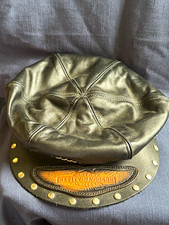 Vintage Harley-Davidson Black Leather Cap Made in USA picture