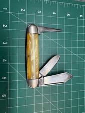 Vintage Wards 3-Blade Cattle Knife – Cracked Ice Celluloid picture