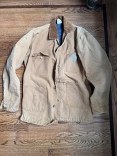 Vintage Carhartt Mens S Blanket Lined Duck Chore Coat Corduroy Collar Jacket 38T picture