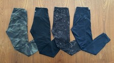 Athleta Women’s 7/8 Ankle Tights Lot of 4 Size Small Black Blue Camo Pattern picture