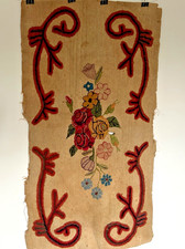 Antique Handmade Rug Roses Center Repair or Re-Purpose Textile picture