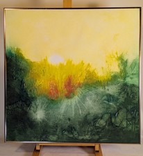 RUTH RODMAN Original Vintage 'Creation' Landscape Sunrise MA Etching Collagraph picture