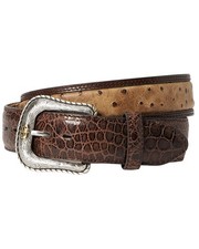 Stetson Men's Men'S Ostrich Print Croc Embossed Western Leather Belt - picture