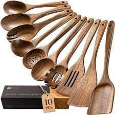 Wooden Spoons for Cooking, 10-Piece Acacia Wood Cooking Utensil Set picture
