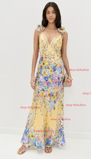 NWT CAMILLA Embellished floral ruffled silk satin maxi dress picture