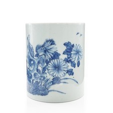 RARE Chinese 17th / 18th Century Qing Kangxi Blue and White Brush Pot Porcelain picture