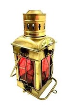Red Oil Lamp Ship Lantern Antique Vintage Maritime Brass Boat Nautical Handmade picture
