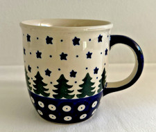 New Boleslawiec Polish Pottery Coffee Mug Christmas Tree 