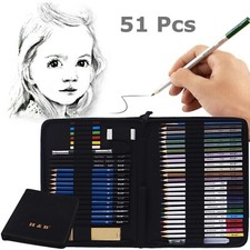 51pcs Professional Drawing Artist Kit Set Pencils and Sketch Charcoal Art & Bag picture