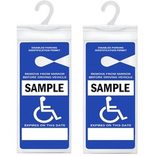2x Handicap Parking Permit Placard Protector Cover Hanger Car Holder Hang Sleeve picture