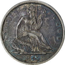 1845-O Seated Half Dollar Re-Cut Date Choice XF/AU Nice Eye Appeal Strong Str... picture